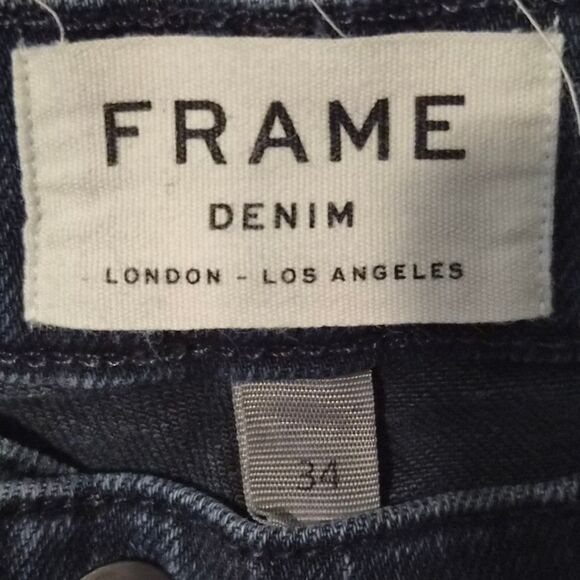 FRAME Denim 34x30 L'Homme Straight Distressed Jeans in Dark Indigo Mens 34 | EUC - Picture 4 of 4